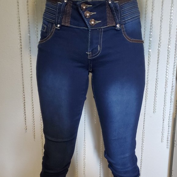 TUSH PUSH Jr. women dark wash stretch jeans size 1 - Picture 4 of 11